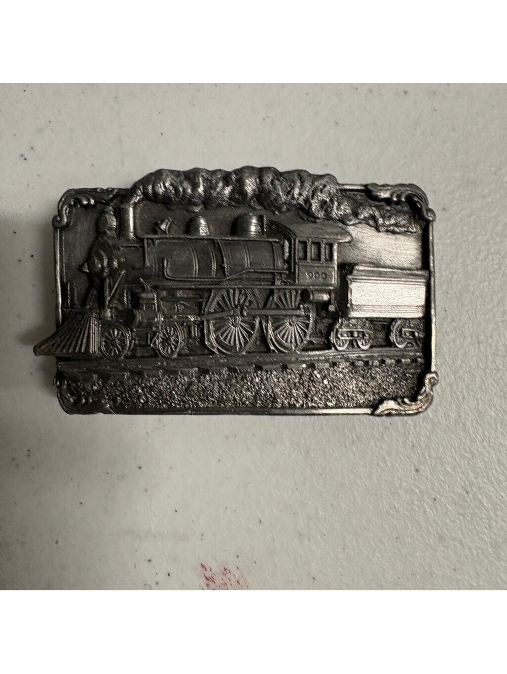 Vintage 1986 Siskiyou Steam Locomotive Train Belt Buckle Pewter Made in USA H-40